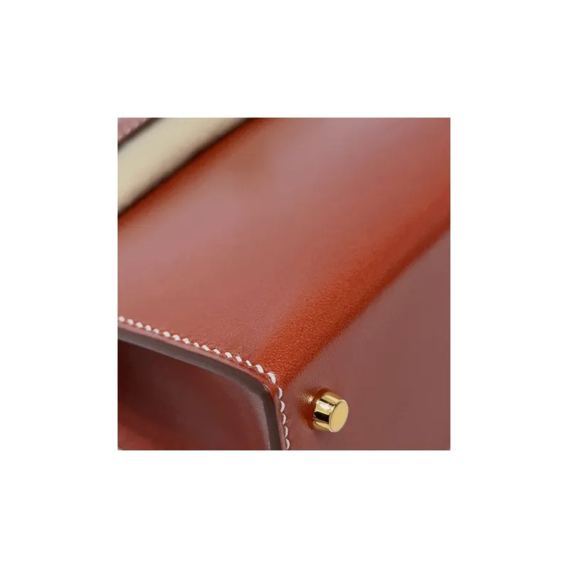 HERMES Mini Kelly Box Leather Kelly Bag Handbag Shoulder Bag Crossbody Bag Mini Women's 36 Brick Red-5