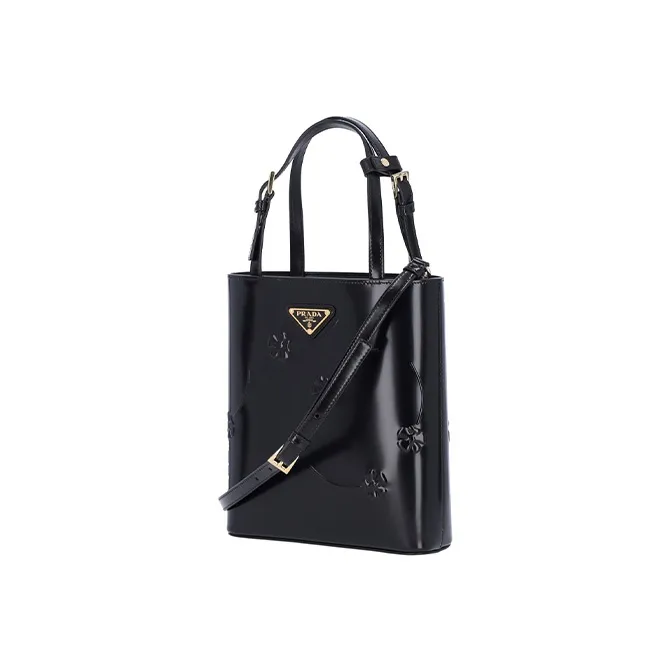 PRADA Leather Tote Bag, Shopping Bag, Shoulder Bag, Crossbody Bag, Handbag Mini Women's Black-1