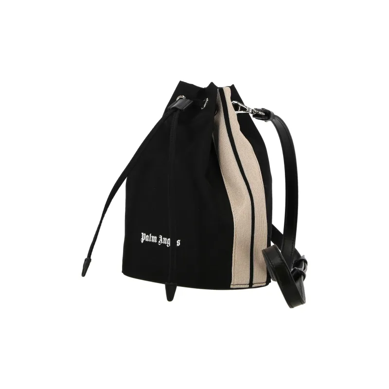 PALM ANGELS Venice Track Drawstring Bag Black/Off white-5