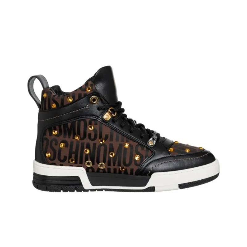 MOSCHINO High-Top Skateboard Shoes Women's Brown-1
