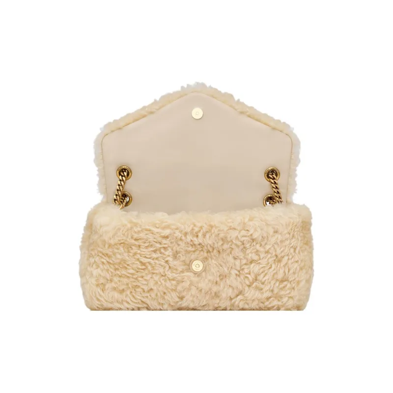 SAINT LAURENT Shearling Shoulder Bag Women's-4
