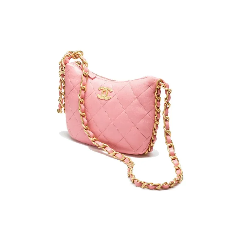 CHANEL Polished Lambskin Hippie Bag, Crossbody Bag, Shoulder Bag Women's Coral Pink-1
