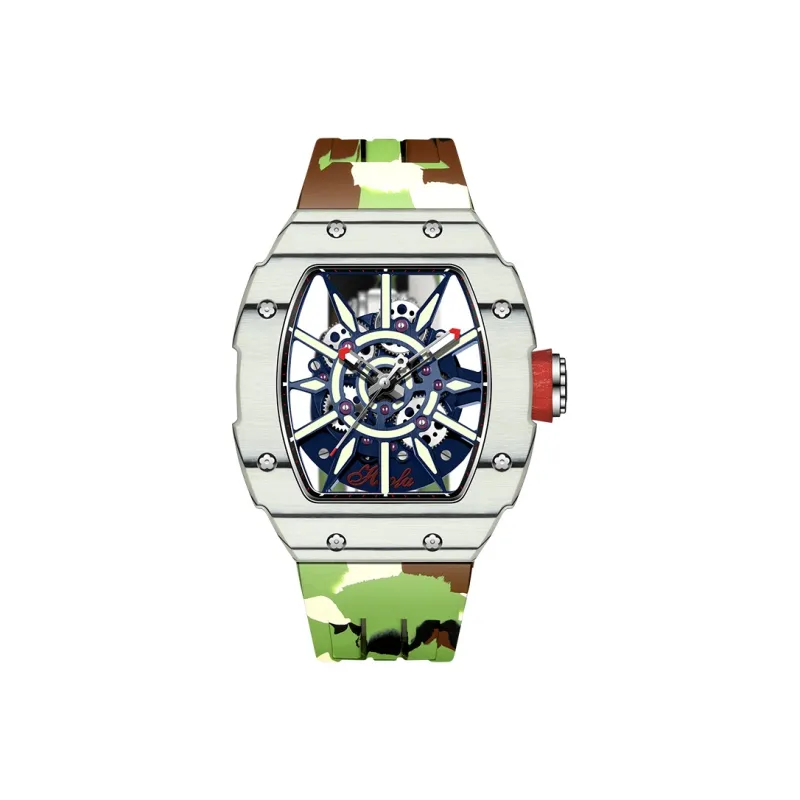 HaofaTourbillon Mechanical Movement Rubber Strap Watch Men's Watches Cut-Out Dial-7