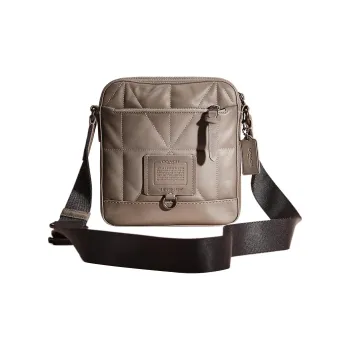 COACH Rivington Soft Grained Leather Handbag Shoulder Bag Crossbody Bag Small Size Men's Light Gray