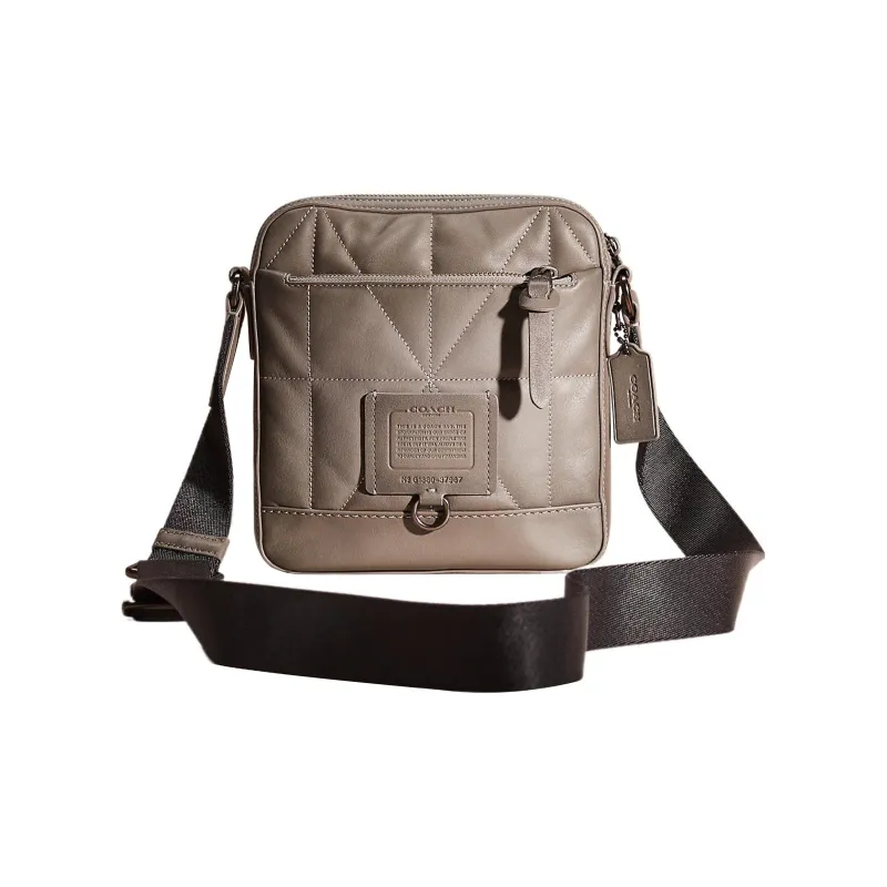 COACH Rivington Soft Grained Leather Handbag Shoulder Bag Crossbody Bag Small Size Men's Light Gray-0