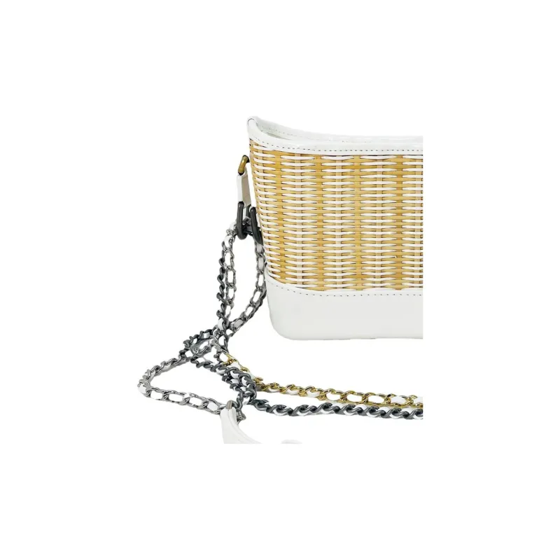 CHANEL Gabrielle Calfskin Crossbody Handbag, Shoulder Bag Trumpets Women's White-1