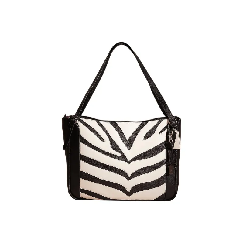 COACH Alana Polished Pebbled Leather Tote Bag Shopping Bag Shoulder Bag Handbag Large Size Women's Black White-0