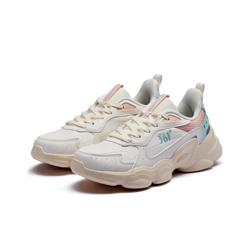 361° Cloud Series Wear Resistant Slip Resistant Low Top Casual Shoes Women's White Soft Pink-2