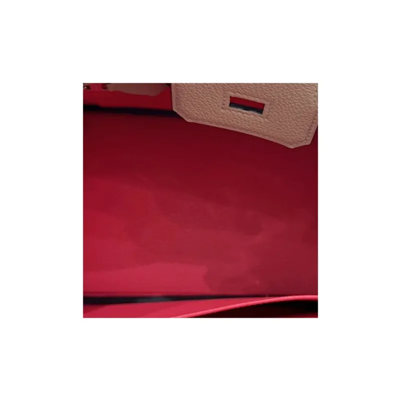 HERMES Birkin Togo Calfskin Birkin Bag Handbags Women's Trench Coats Gray Lining & Rhododendron Red-7