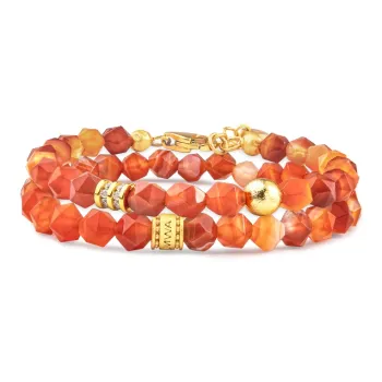 AWNL Brazil Orange Red Agate Nordic Meteorite Double-Strand Bracelet Women's