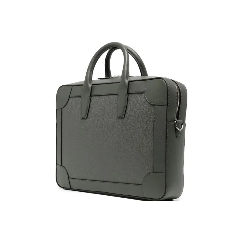 Mulberry Cow Leather Briefcase Handbag Laptop Bag Men's Green-1