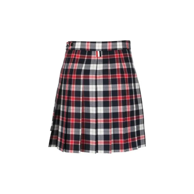 THOM BROWNE Checkered Pleated Mini Skirt-1