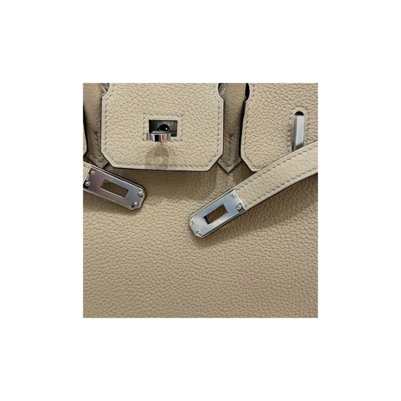 HERMES Birkin Togo Calfskin Birkin Bag Handbags Women's Trench Coats Gray Lining & Rhododendron Red-6