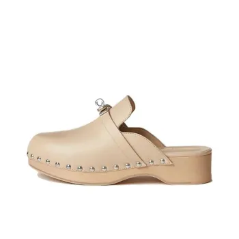 HERMES Carlotta Abrasion-Resistant Wrap-toe Slippers Women's Beige