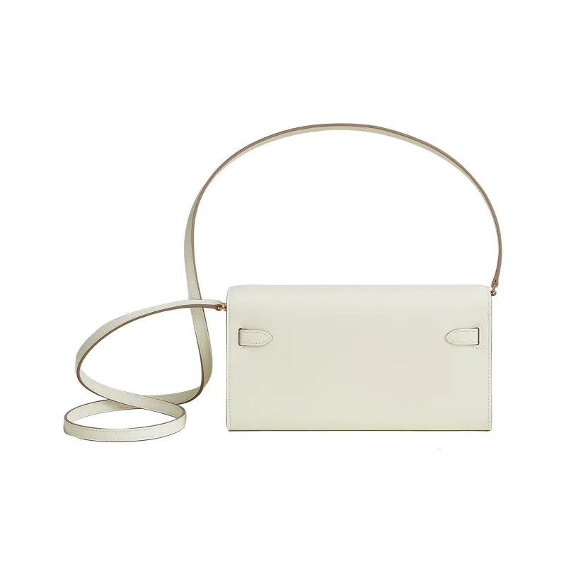 HERMES Kelly To Go Evercolor Leather Wallets Handheld Shoulder Bag Crossbody Bag Women's White-2