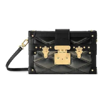 LOUIS VUITTON PETITE MALLE Cow Leather Shoulder Bag, Crossbody Bag Women's Black
