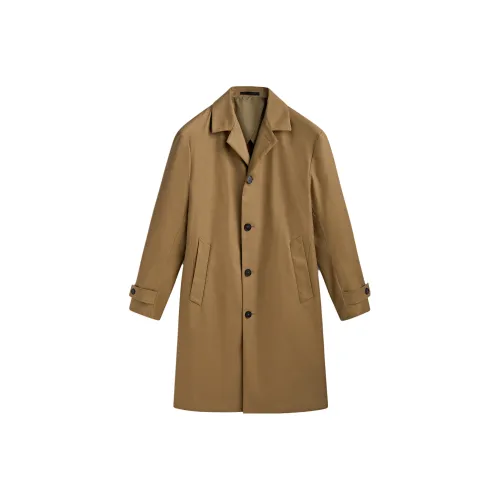 Massimo Dutti Trench Coats Men Burnt Yellow