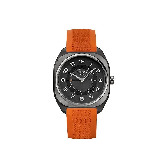 HERMES Hermès H08 Collection Wrist Watch Automatic Mechanical Movement Rubber Strap 39mm Gray Dial Men's Watches-0