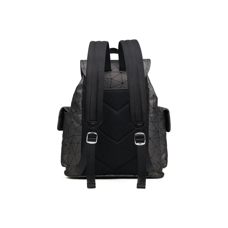 Slazenger Wear Resistant PU Soft Leather Backpack Large Size Unisex Hexagonal Dark Gray Brown-2