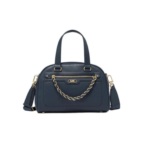 MICHAEL KORS Cow Leather Bowling Bag, Crossbody, One Shoulder, Handbag Small Size Women's Marine Blue