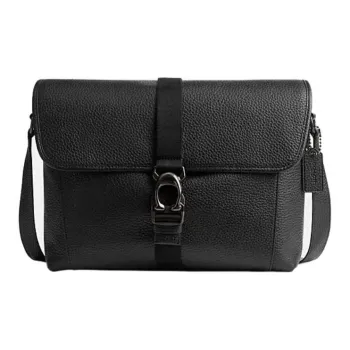 COACH BECK Grained Calfskin Messenger Bag, Shoulder Bag, Crossbody Bag Tubas Men's Black