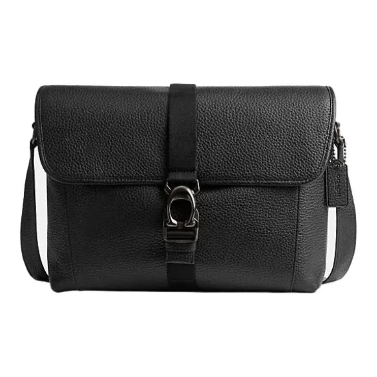 COACH BECK Grained Calfskin Messenger Bag, Shoulder Bag, Crossbody Bag Tubas Men's Black-0