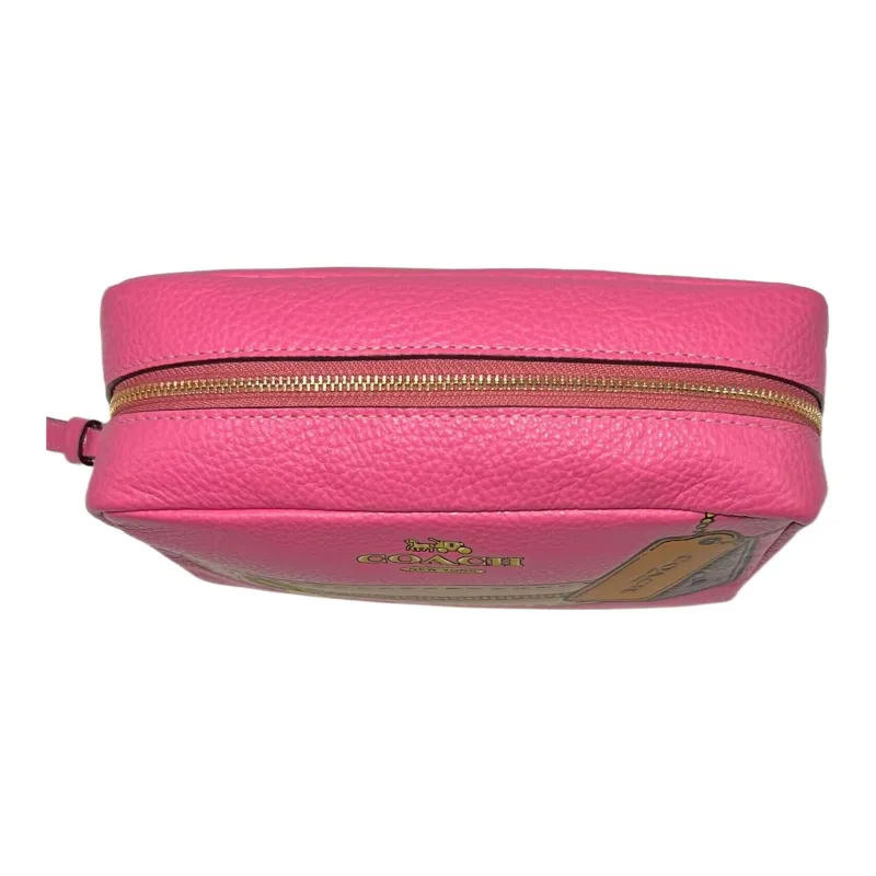 COACH Dempsey Pebbled Leather Makeup Bags Clutches Small Size Women's Red-2