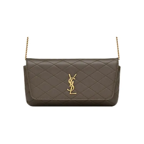 SAINT LAURENT Lambskin Shoulder Bag Crossbody Bag Women's Light Musk