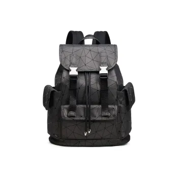 Slazenger Wear Resistant PU Soft Leather Backpack Large Size Unisex Hexagonal Dark Gray Brown