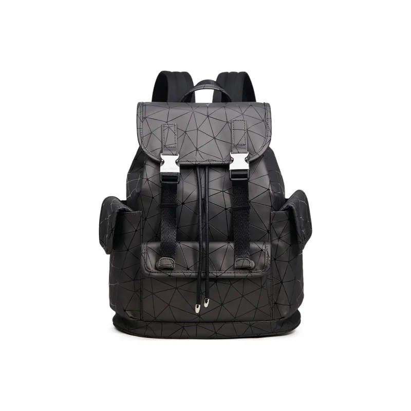Slazenger Wear Resistant PU Soft Leather Backpack Large Size Unisex Hexagonal Dark Gray Brown-0