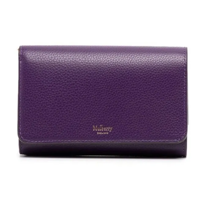 Mulberry Cow Leather Wallet Medium Size Women's Purple-0