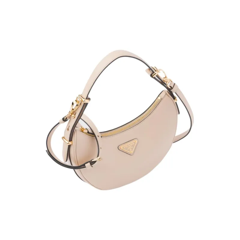 PRADA Arque Leather Shoulder Bag Women's Flesh Pink-4