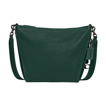 COACH Dufflette Polished Pebbled Leather Shoulder Bag Crossbody Bag Small Size Women's Green