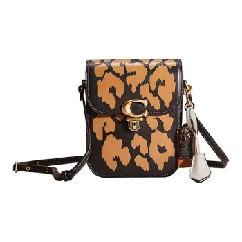 COACH Studio Glove Tanning Cell Phone Pouch Shoulder Bag Crossbody Bag Mini Women's Black Yellow