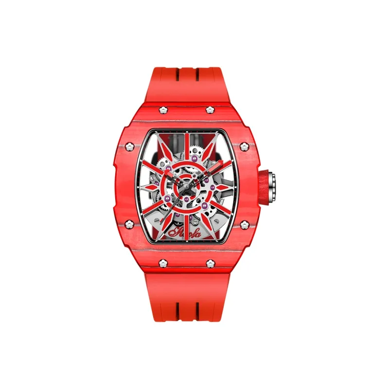 HaofaTourbillon Mechanical Movement Rubber Strap Watch Men's Watches Cut-Out Dial-3