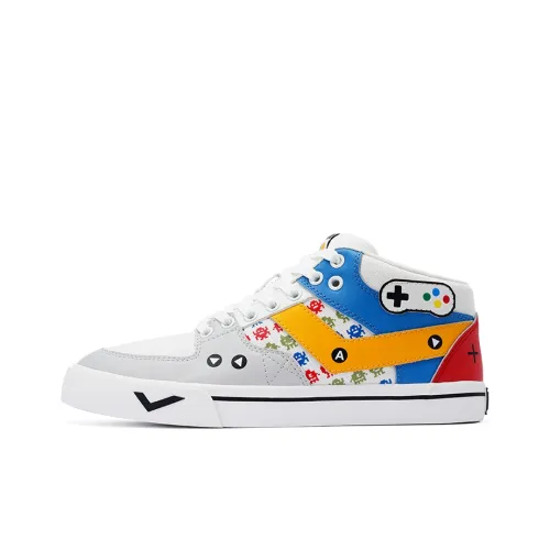 PONY Atop Anti-Slip Wear-Resistant Low-Top Skateboard Shoes Unisex White Blue