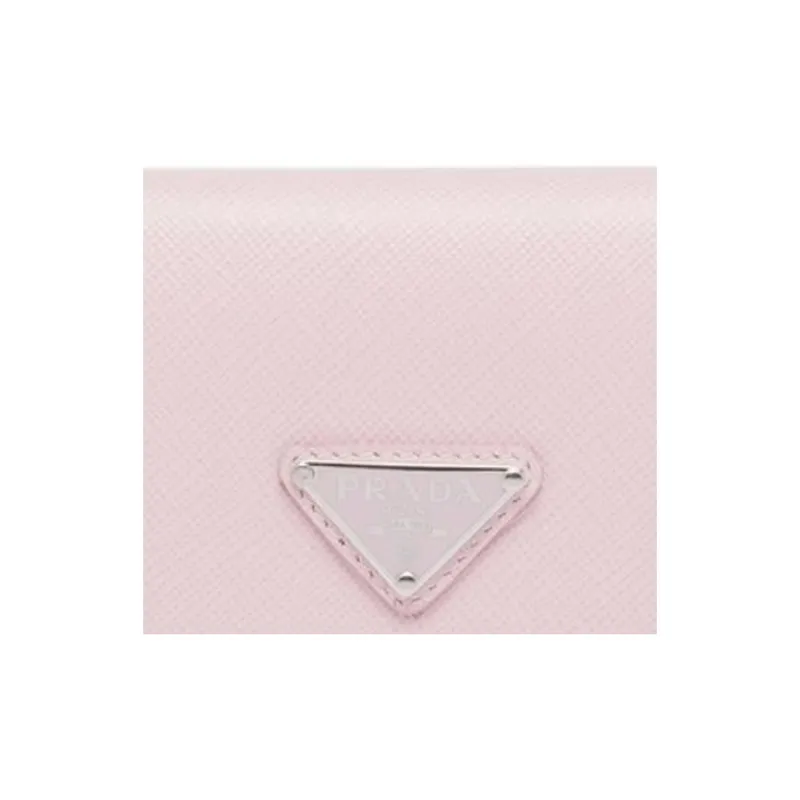 PRADA Saffiano Leather Card Holder Wallets Women's Pink-4