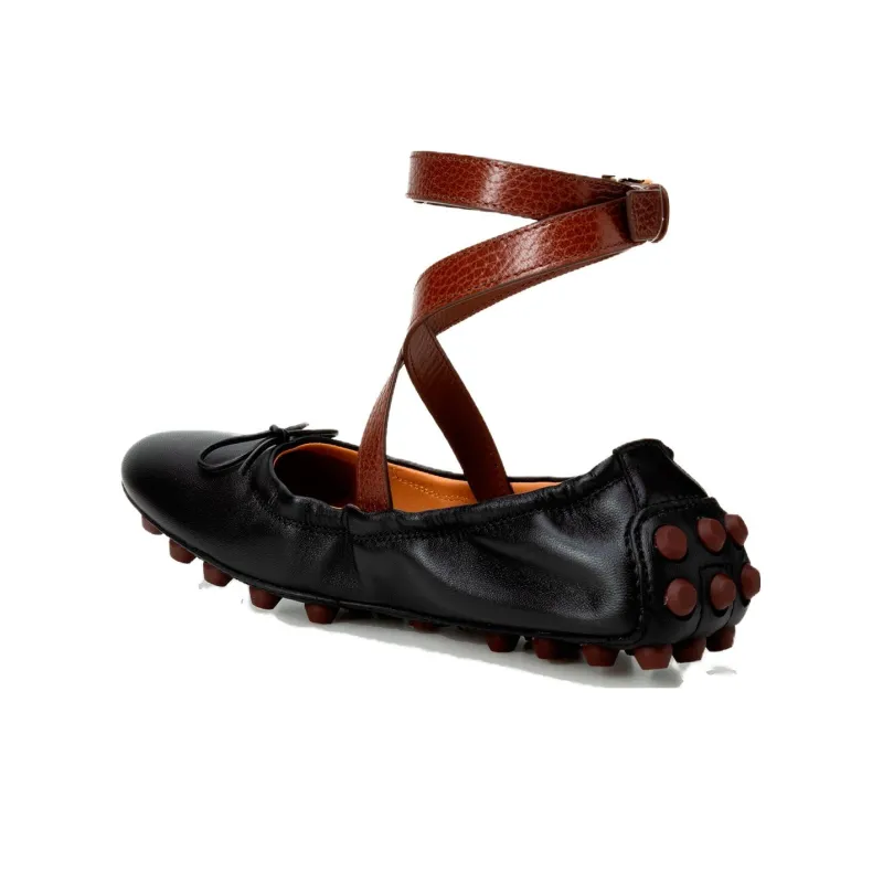 TOD'S Gommino Wraparound Style Ballerina Shoes Women's-3