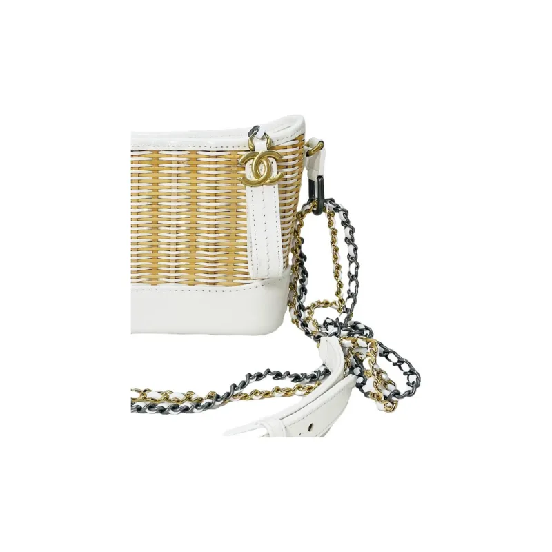 CHANEL Gabrielle Calfskin Crossbody Handbag, Shoulder Bag Trumpets Women's White-2
