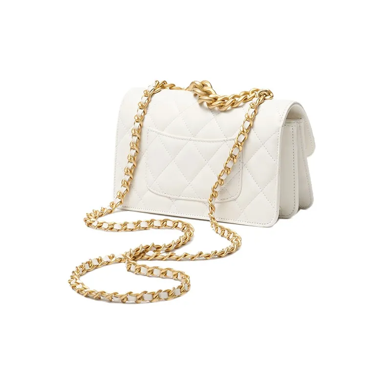 CHANEL Calfskin Shoulder Bag, Crossbody Bag Mini Women's White-2