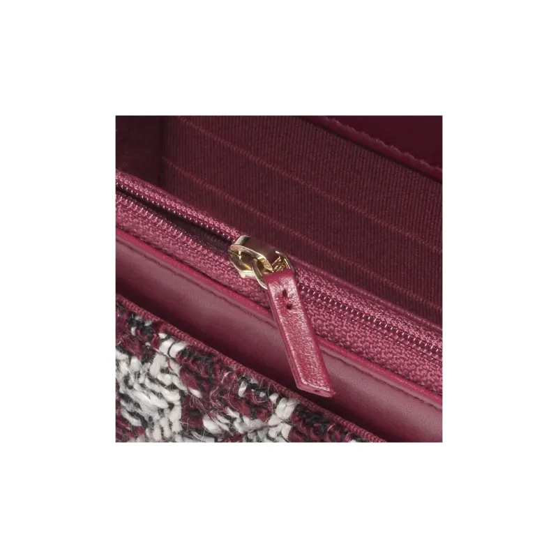 CHANEL 19Bag Wool Twill Soft Woolen Wallet, Crossbody Bag, Shoulder Bag Women's Burgundy & Gray & Black-3