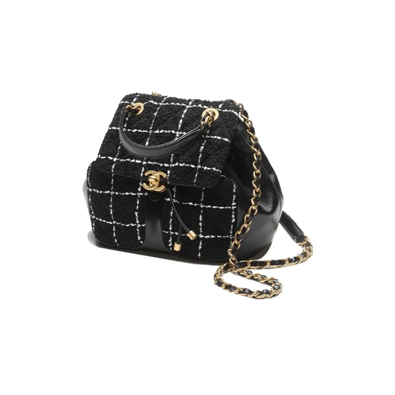 CHANEL Wool Twill Soft Woolen, Etc. Backpack Women's Black-1