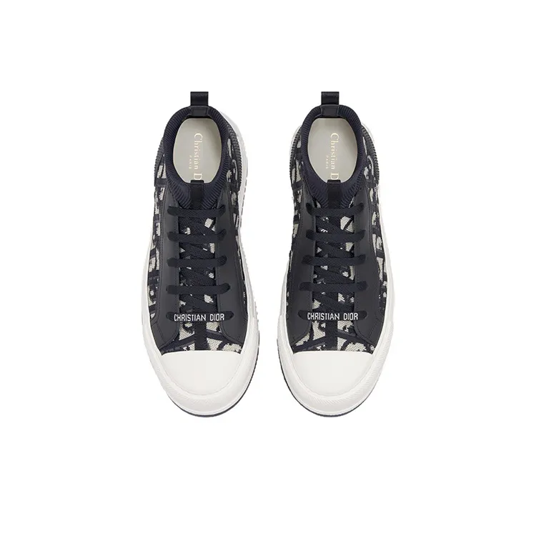 DIOR Walk'n'Dior Mid-Top Skateboard Shoes Women's Black White-4