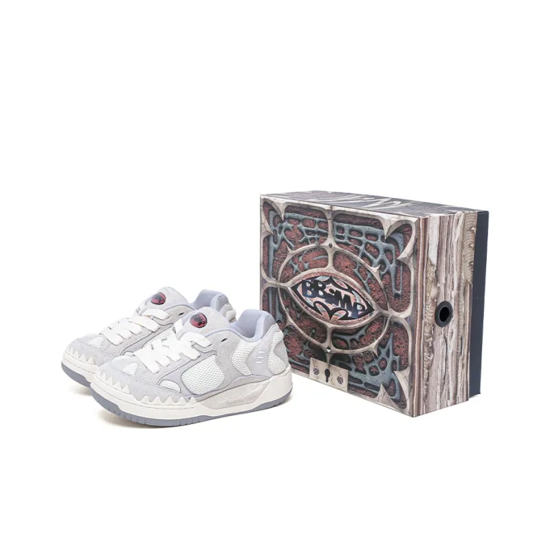 BBIMP Anti-Slip Wear-Resistant Low-Top Skateboard Shoes Unisex Vintage White-5