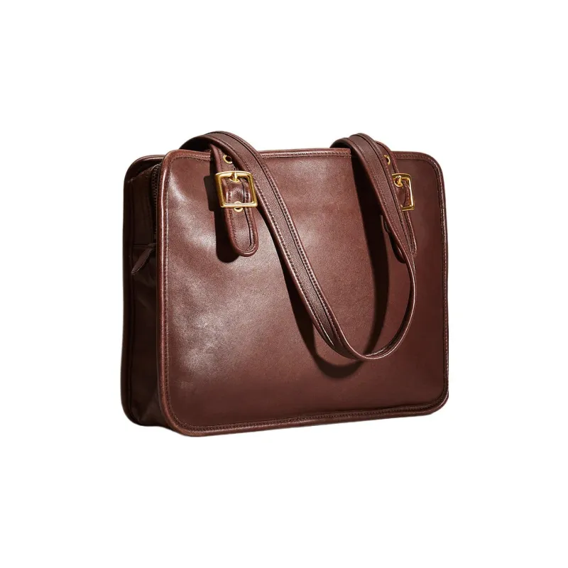 COACH Legacy Leather Tote Bag Shopping Bag One Shoulder Handbag Large Size Men's Brown-1
