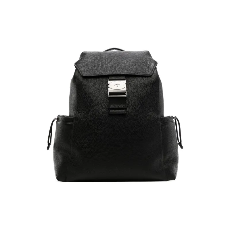 Mulberry Leather Backpack Men's Obsidian Black Color-0