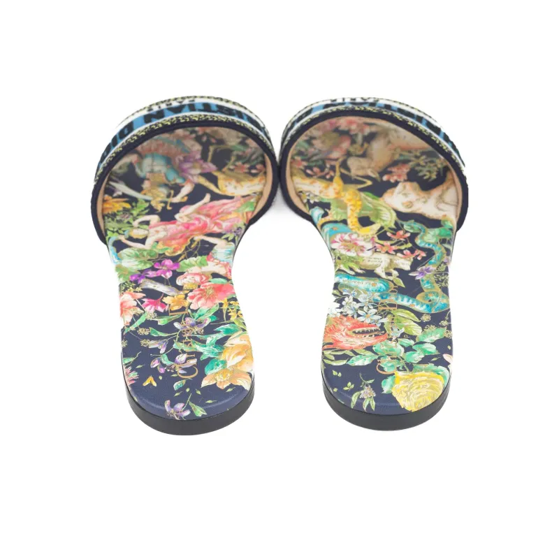 DIOR Dway Rubber Sole Quiet Slide Slippers Women's Blue Black-4