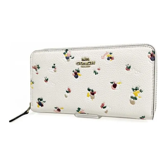 COACH Pebbled Leather Wrist Bag Clutch Wallet Small Size Women's Elephant Gray-1