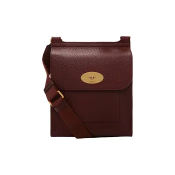 Mulberry Grain Cow Leather Messenger Bag Handbag Shoulder Bag Crossbody Bag Small Size Men's Burgundy