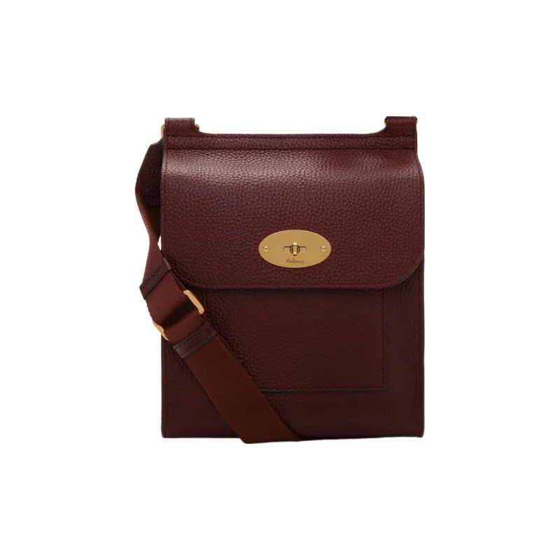 Mulberry Grain Cow Leather Messenger Bag Handbag Shoulder Bag Crossbody Bag Small Size Men's Burgundy-0
